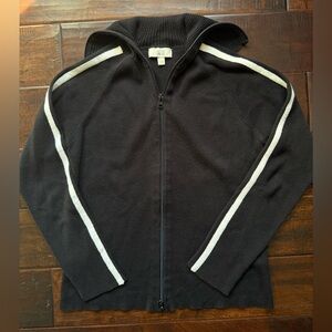 Vintage Jacob Connexion Women's Black Ribbed Knit Full Zip Double Zip Sweater